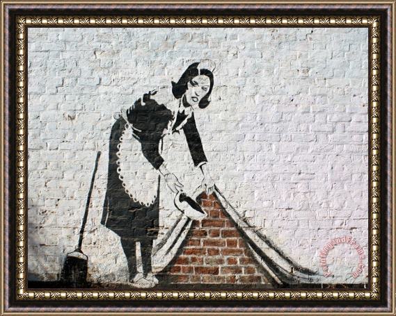 Banksy Sweeping It Under The Carpet Framed Painting