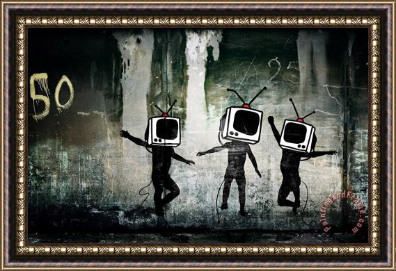 Banksy Television Tv Heads Full Framed Print