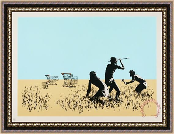 Banksy Trolleys (colour), 2007 Framed Painting