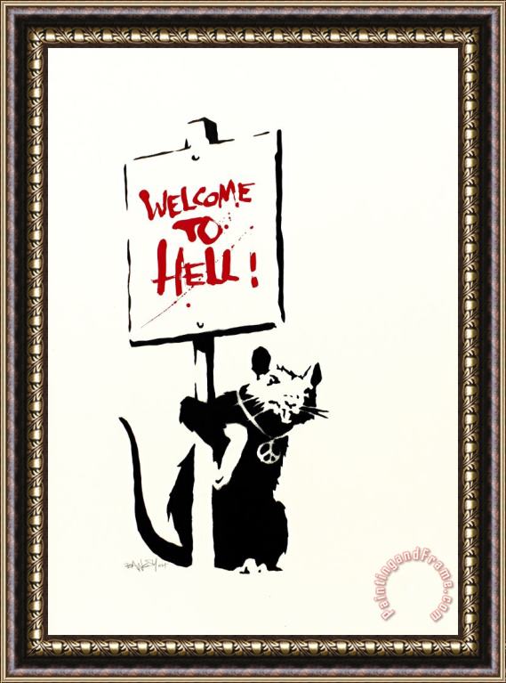Banksy Welcome to Hell, 2004 Framed Print
