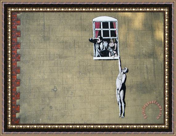 Banksy Window Lovers Park Street Framed Print