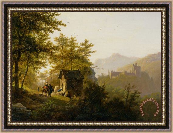 Barend Cornelis Koekkoek Paysage Montagneux Avec Chapelle Framed Print