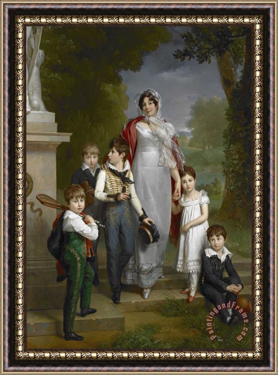 Baron Francois Gerard Portrait of Louise Antoinette Scholastique Gueheneuc, Madame La Marechale Lannes, Duchesse De Montebello, with Her Children Framed Print