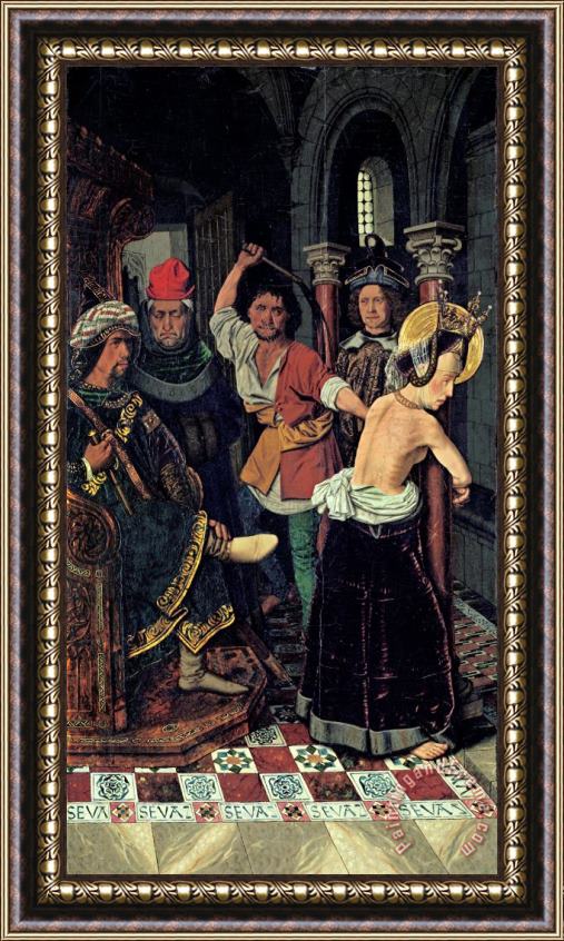 Bartolome Bermejo The Flagellation of St Engracia Framed Painting