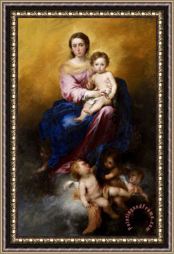 Bartolome Esteban Murillo The Madonna of The Rosary Framed Painting