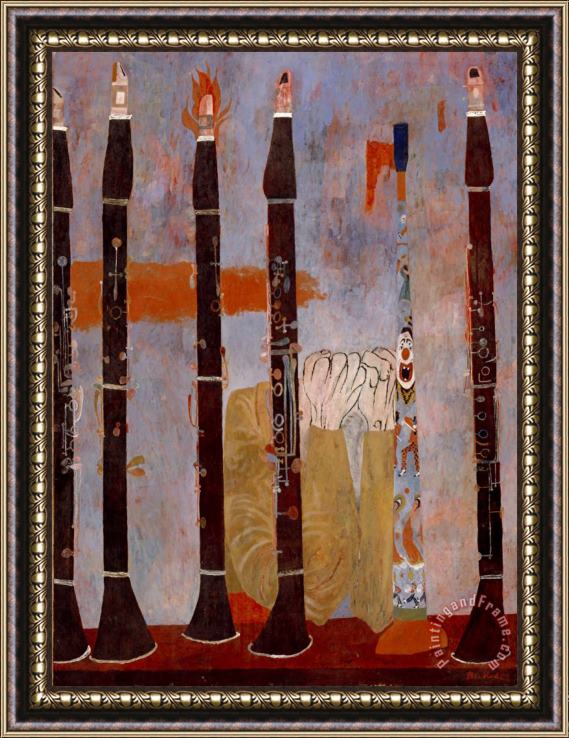 Ben Shahn Composition for Clarinets And Tin Horn Framed Painting