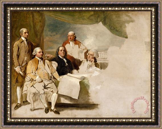 Benjamin West American Commissioners of The Preliminary Peace Negotiations with Great Brititan Framed Print