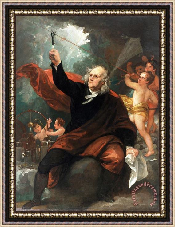 Benjamin West Benjamin Franklin Drawing Electricity From The Sky Framed Painting