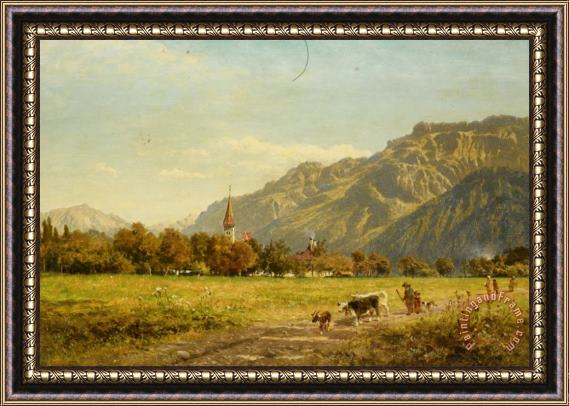 Benjamin Williams Leader A Fine Autumn Day at Interlaken Framed Painting