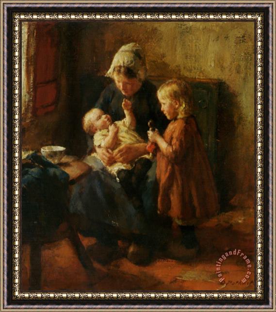 Bernard Jean Corneille Pothast Amusing Baby Framed Painting
