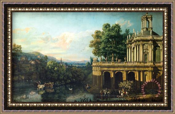 Bernardo Bellotto Architectural Caprice with a Palace Framed Painting