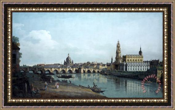 Bernardo Bellotto Dresden Seen From The Right Bank of The Elbe, Beneath The Augusts Bridge Framed Painting