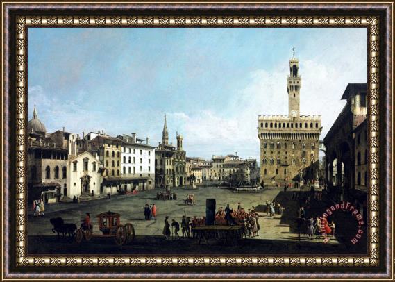 Bernardo Bellotto The Piazza Della Signoria And Palazzo Vecchio in Florence Framed Print