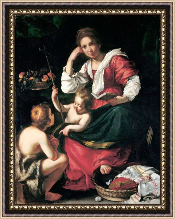Bernardo Strozzi Madonna And Child with Infant Saint John Framed Painting