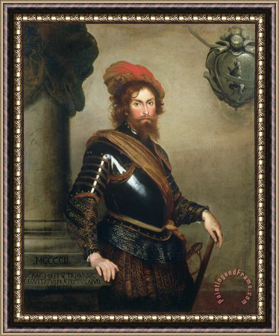Bernardo Strozzi Portrait Of Nicolo Raggi Framed Painting