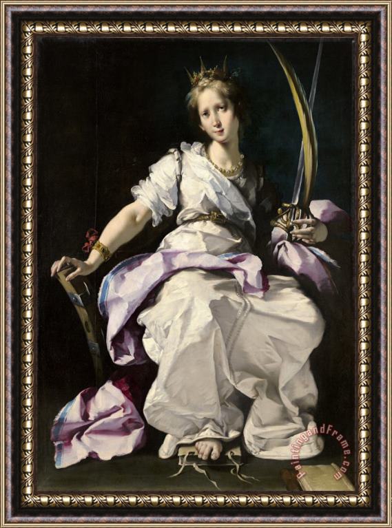 Bernardo Strozzi Saint Catherine of Alexandria Framed Painting