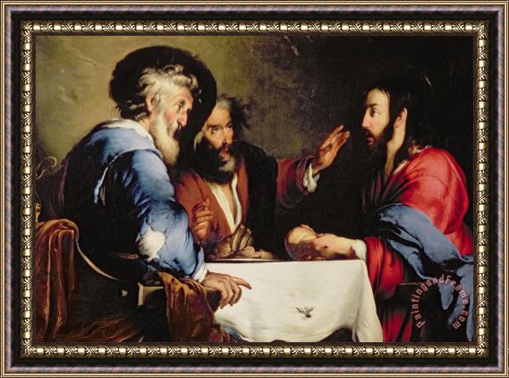 Bernardo Strozzi Supper at Emmaus Framed Painting