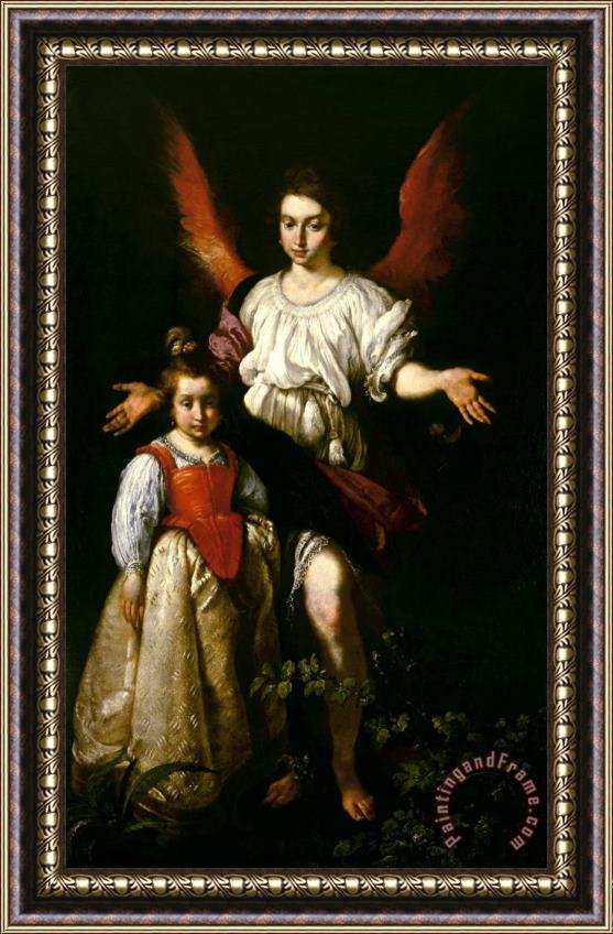 Bernardo Strozzi The Guardian Angel Framed Painting