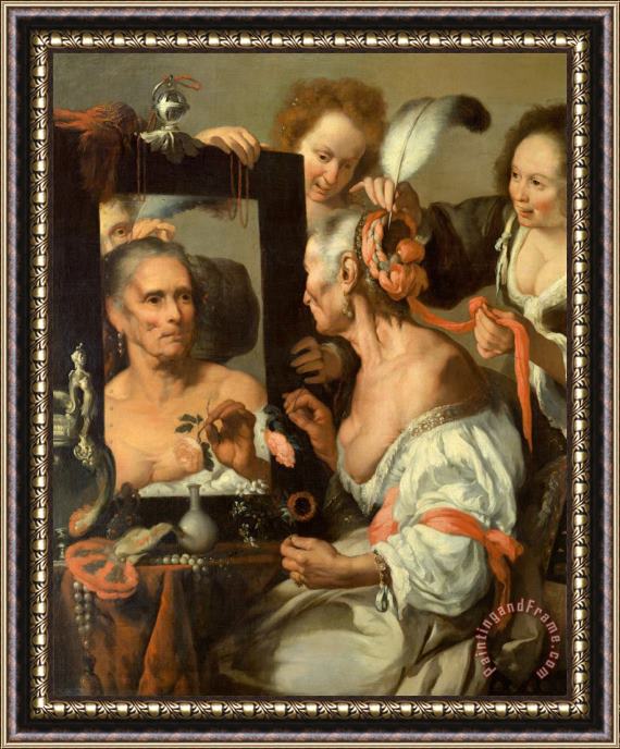 Bernardo Strozzi Vanitas (old Coquette) Framed Painting