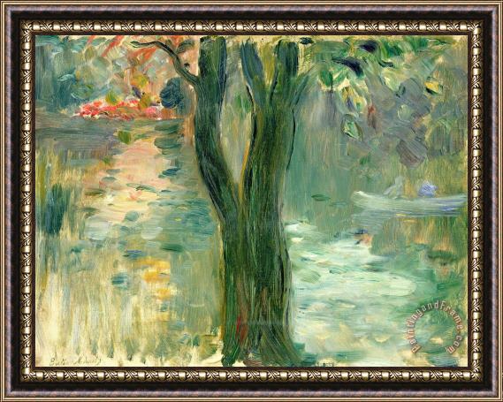 Berthe Morisot Sunset Over The Lake Bois De Boulogne Framed Painting