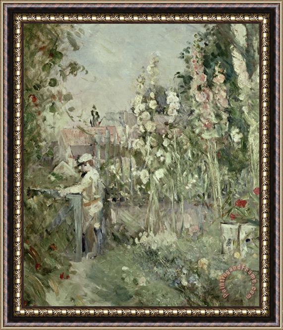 Berthe Morisot Young Boy In The Hollyhocks Framed Painting