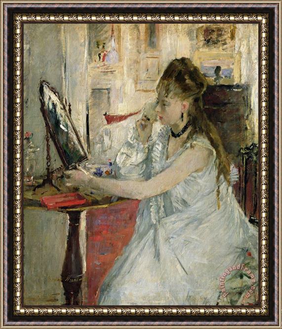 Berthe Morisot Young Woman Powdering her Face Framed Painting