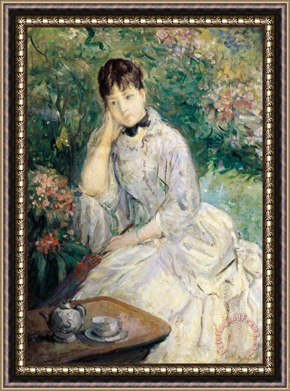 Berthe Morisot Young Woman Seated On A Sofa Framed Painting
