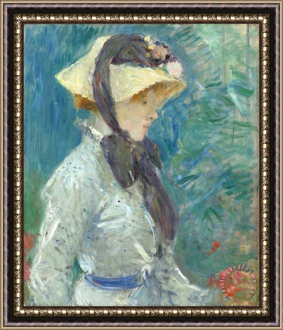 Berthe Morisot Young Woman with a Straw Hat Framed Painting