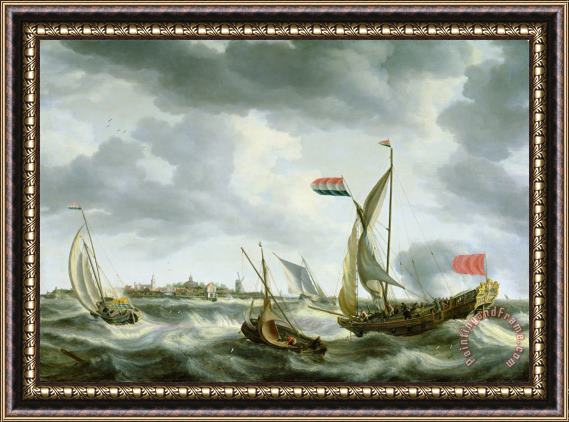 Bonaventura Peeters Ships at Sea Framed Painting
