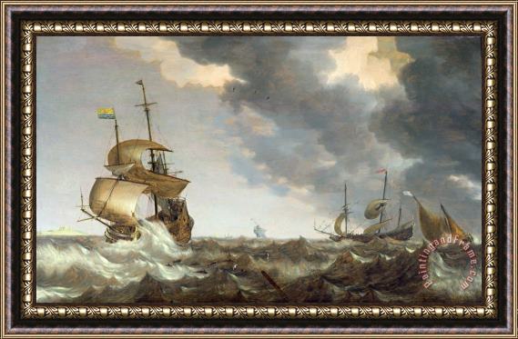 Bonaventura Peeters Storm at Sea Framed Painting