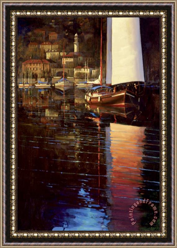 brent lynch Lake Como Sunset Sail Framed Painting