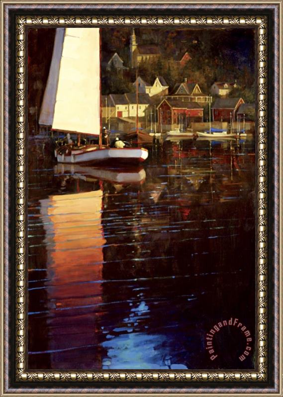 brent lynch New England Sunset Sail Framed Painting