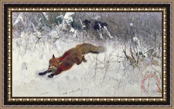 Bruno Andreas Liljefors  Fox Being Chased through the Snow Framed Print