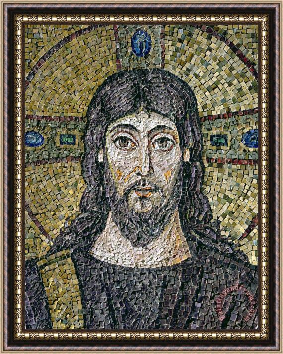 Byzantine School The face of Christ Framed Print