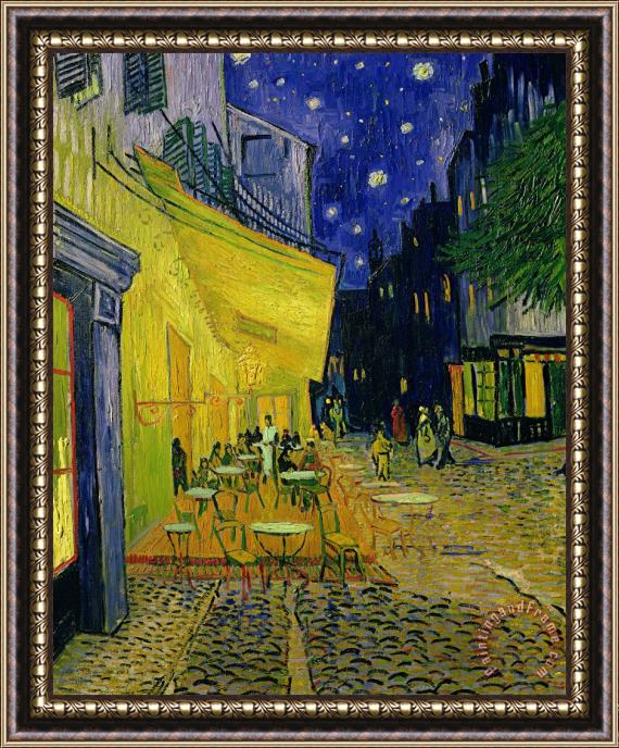 Cafe Terrace Arles Vincent van Gogh Framed Painting
