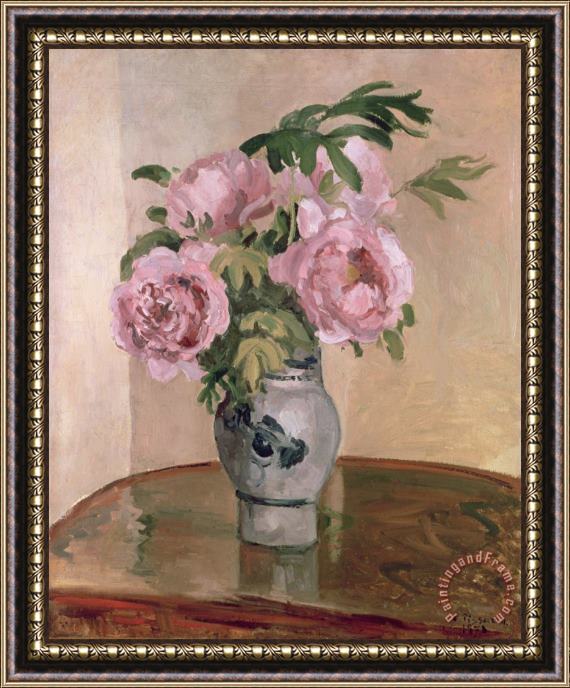 Camille Pissarro A Vase of Peonies Framed Print