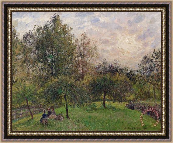 Camille Pissarro Apple Trees and Poplars in the Setting Sun Framed Painting