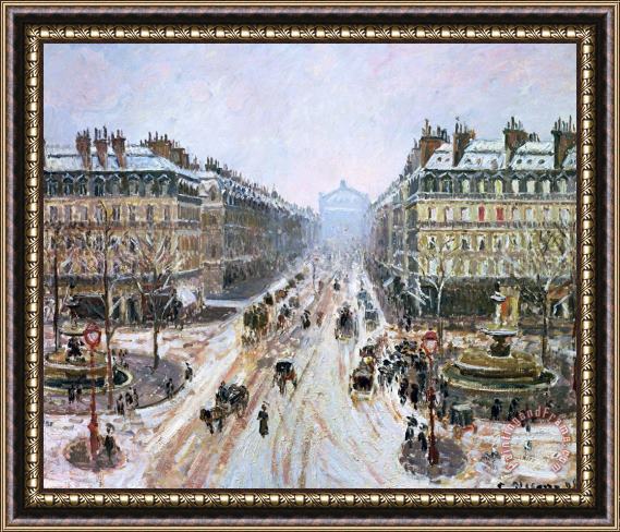 Camille Pissarro Avenue de l'Opera - Effect of Snow Framed Painting