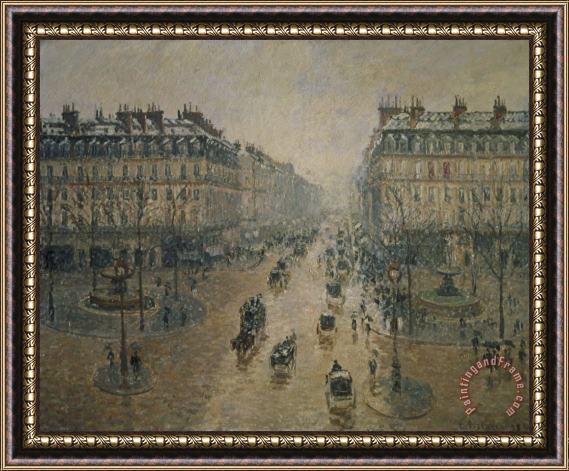 Camille Pissarro Avenue De L'opera, Paris Framed Painting