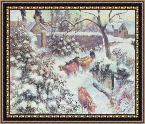 Camille Pissarro Effect of Snow at Montfoucault Framed Painting