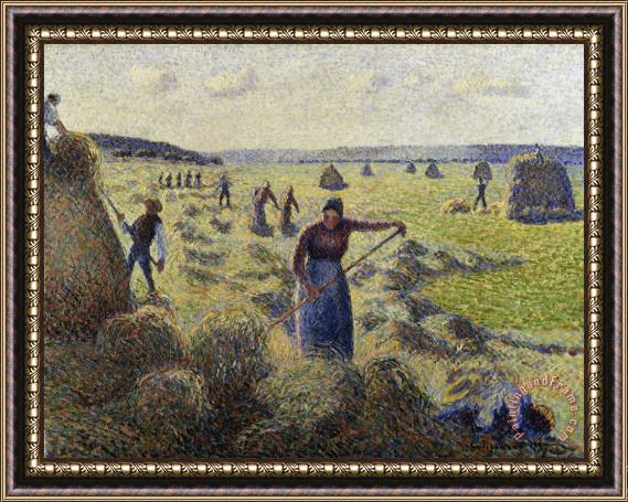 Camille Pissarro Harvesting Hay, Eragny Framed Painting