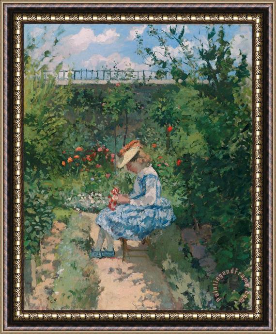 Camille Pissarro Jeanne in the Garden Framed Painting