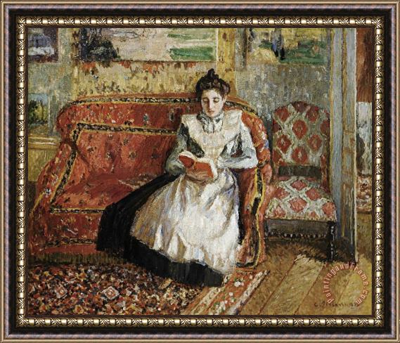 Camille Pissarro Jeanne Pissarro, Reading Framed Painting