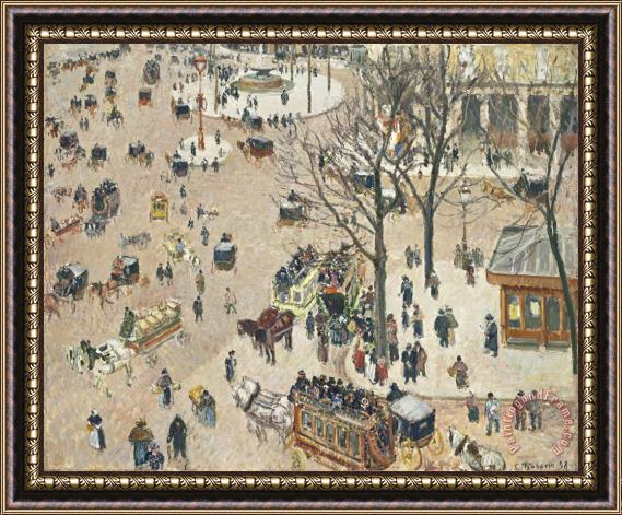 Camille Pissarro La Place Du Theatre Francais Framed Print