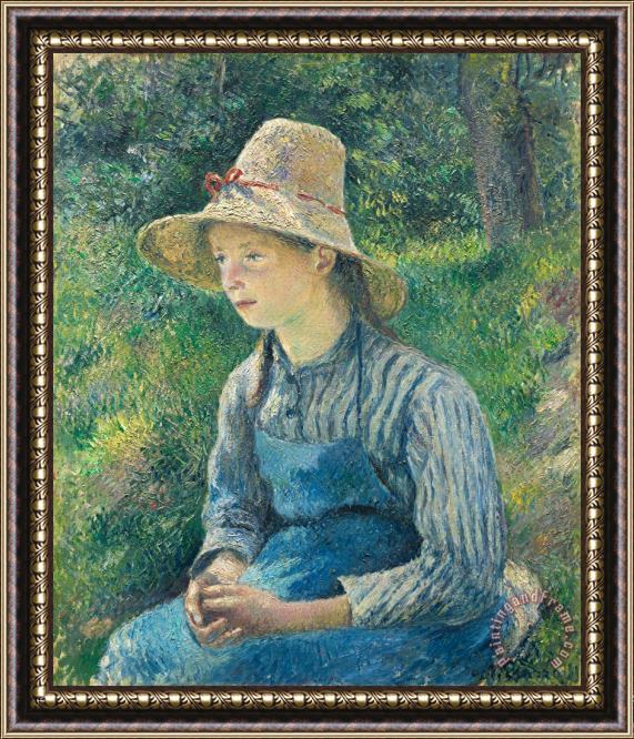Camille Pissarro Peasant Girl With A Straw Hat Framed Painting