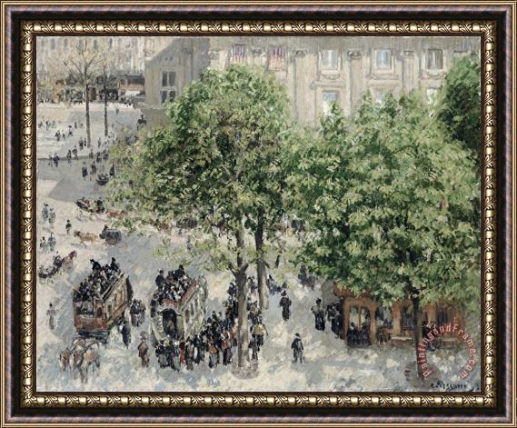 Camille Pissarro Place Du Theatre Francais Framed Painting
