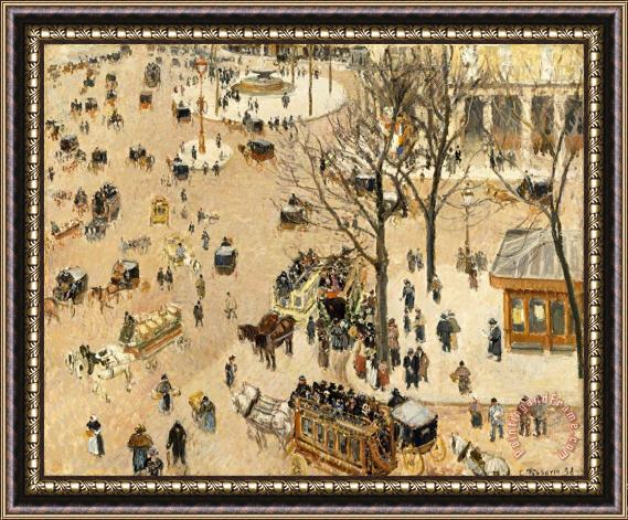 Camille Pissarro Place Du Theatre Francais Framed Painting