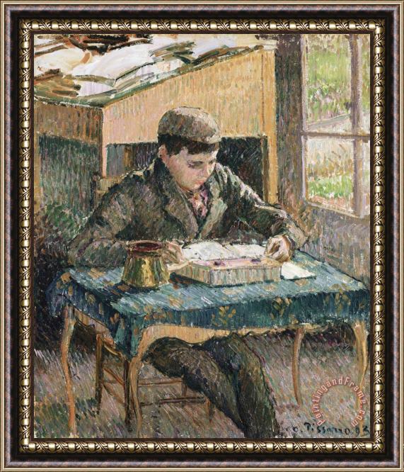 Camille Pissarro Portrait of Rodo Reading Framed Painting