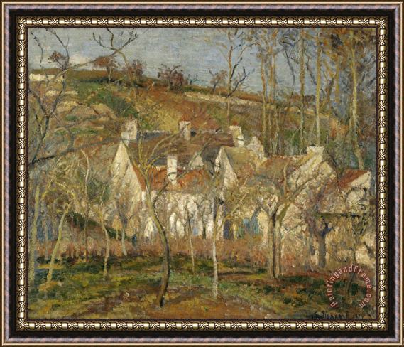 Camille Pissarro Red Roofs, Village Corner, Impression of Winter, 1877 Framed Painting