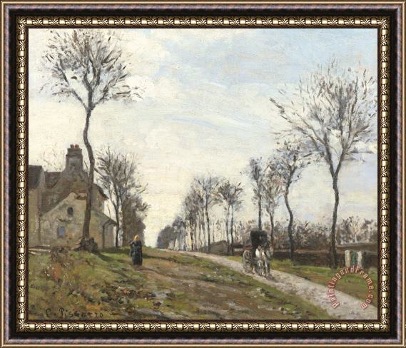 Camille Pissarro Road in Louveciennes Framed Painting